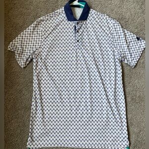 Greyson Polo - White w/ Navy Blue collar